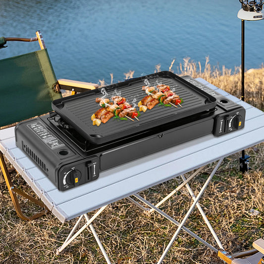 2 Burners Camping Stove Portable Outdoor Burner for Camping Traveling Hiking Picnicking