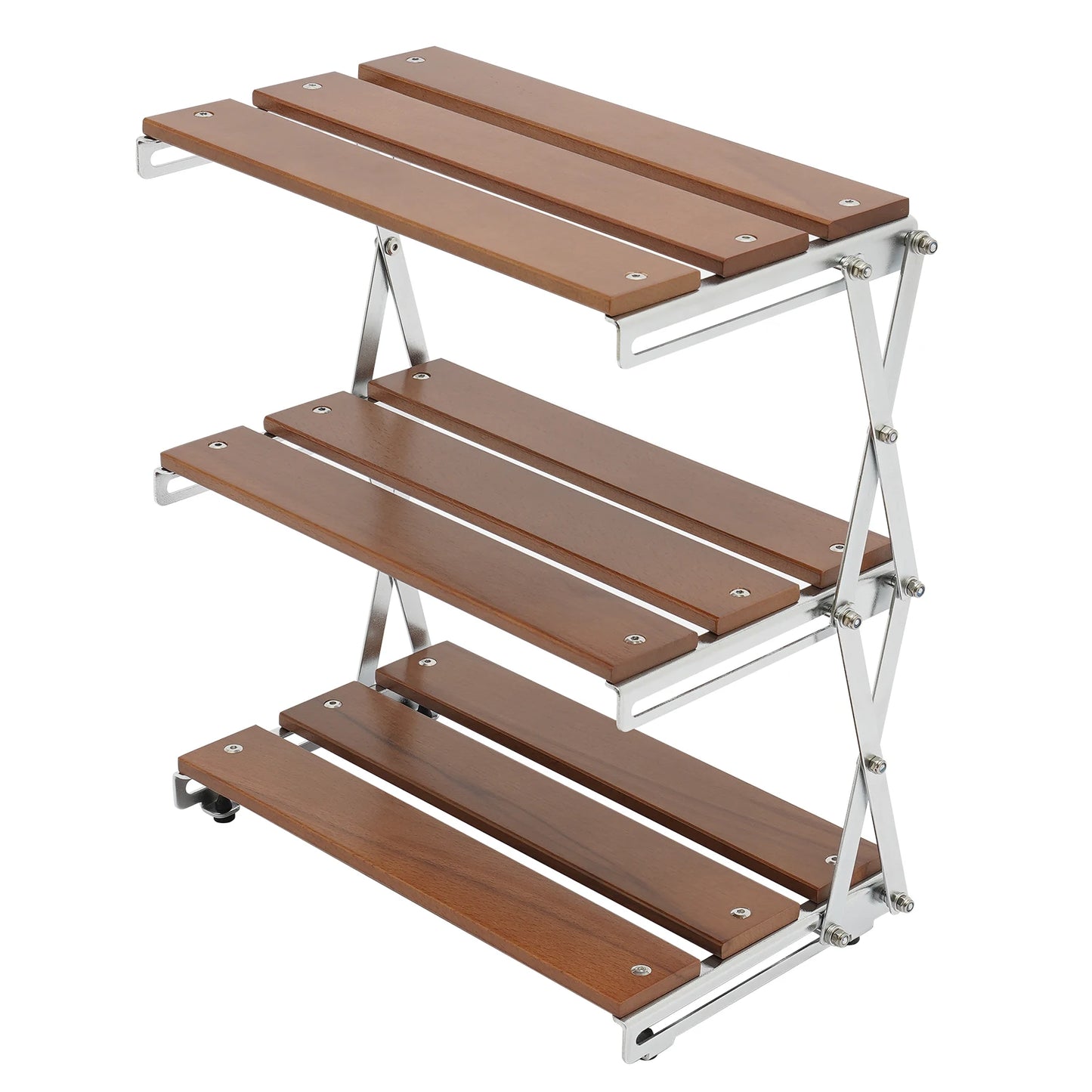 3-Tier Camping Rack Camping Folding Storage Rack Organizer with Carry Bag Retro Rectangular Camping Dish Rack Shelf Table