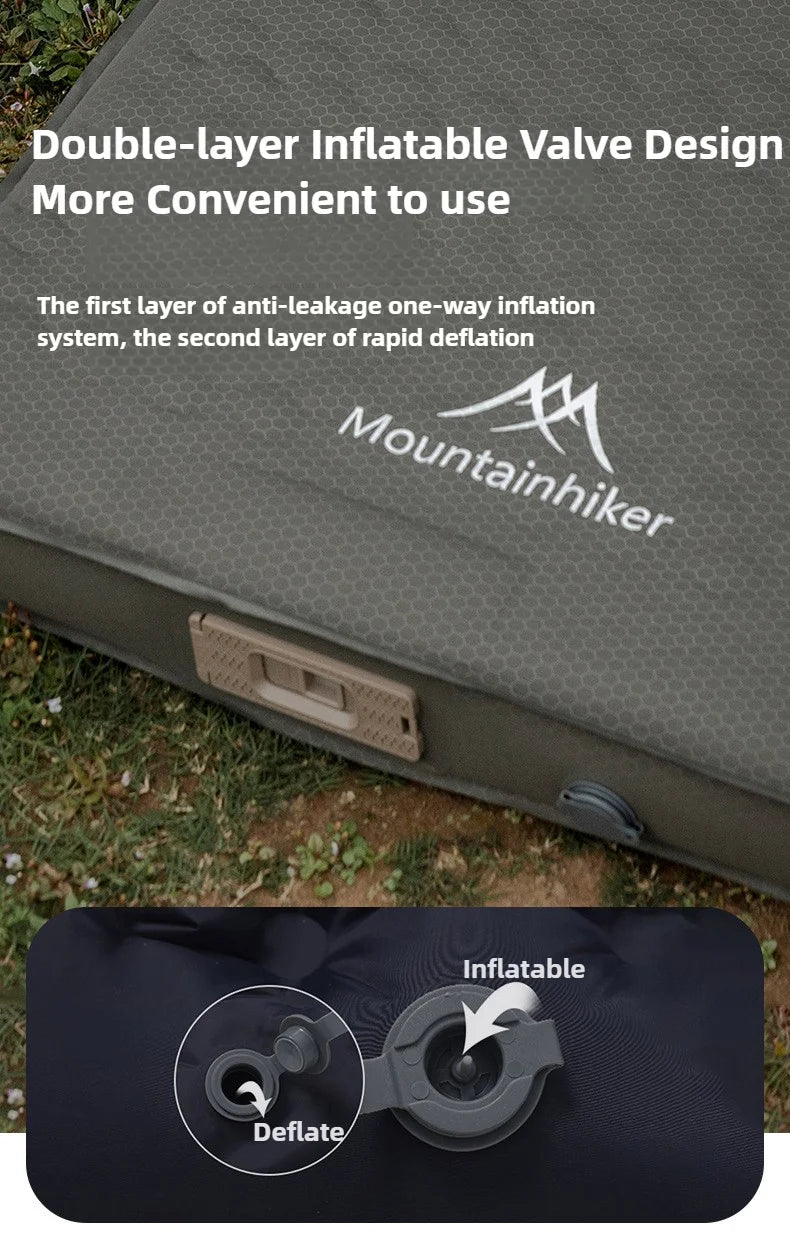MOUNTAINHIKER 10cm Compact Folding Camping Sleeping Bed Pad Single Double Person Self-inflating Mattress Thick Air Mat Floor