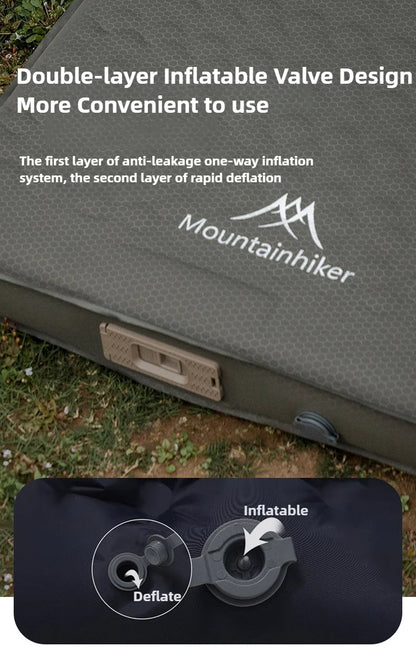 MOUNTAINHIKER 10cm Compact Folding Camping Sleeping Bed Pad Single Double Person Self-inflating Mattress Thick Air Mat Floor