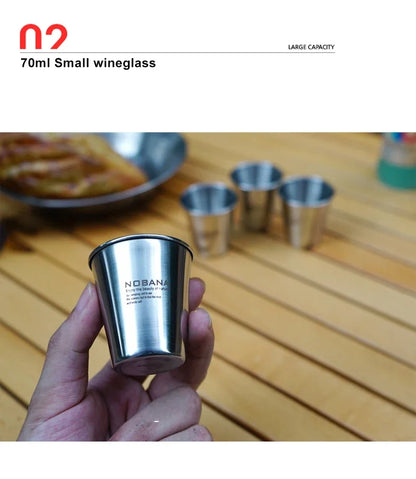Outdoor 304 Stainless Steel Cup Set Camping Cup 4/6/8PCS Camping Portable Water Cup Travel Coffee Cup Picnic Barbecue Beer Cup