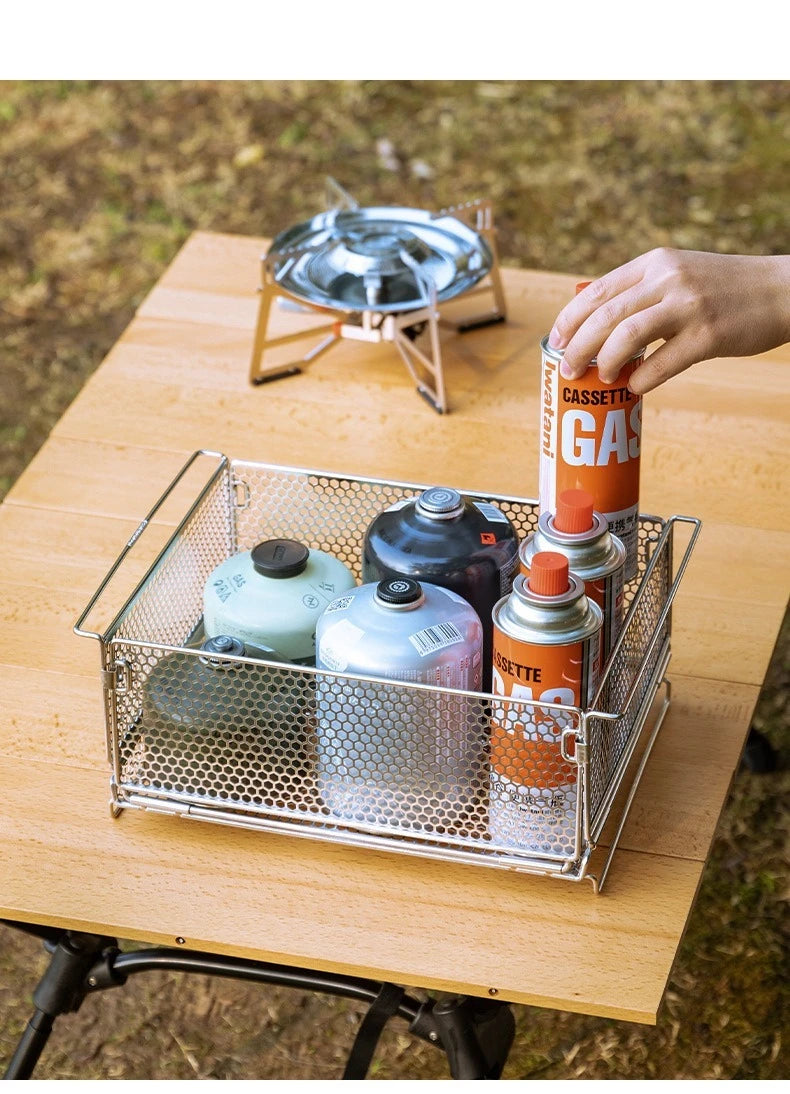CAMPINGMOON CK-24SF Outdoor IGT Table Unit Combination Multi functional Water Filter Basket Stainless Steel Camping Storage Cage