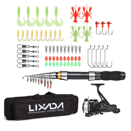 Lixada 2.1m 2.3 m Telescopic Fishing Rod Reel Combo Full Kit Carbon Fiber Rod Pole Spinning Reel Fishing Bag Case Pesca Gear Set