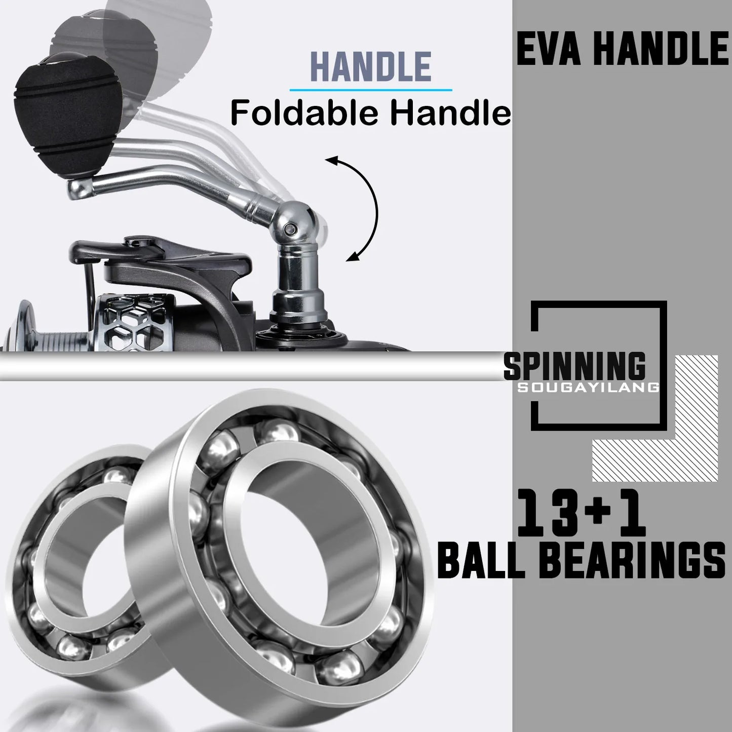 Sougayilang 1.8-2.7m Telescopic Pole and 5.1:1 High-Speed Gear Ratio Aluminim Spool Fishing Reel with Fishing Line Lure Bag Kit