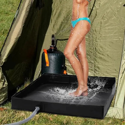Camping Shower Pan Foldable Shower Basin Floor Base Standing Bath Floor Drainage Bowl For Outdoor Tent RV Road Trip Sun Shade