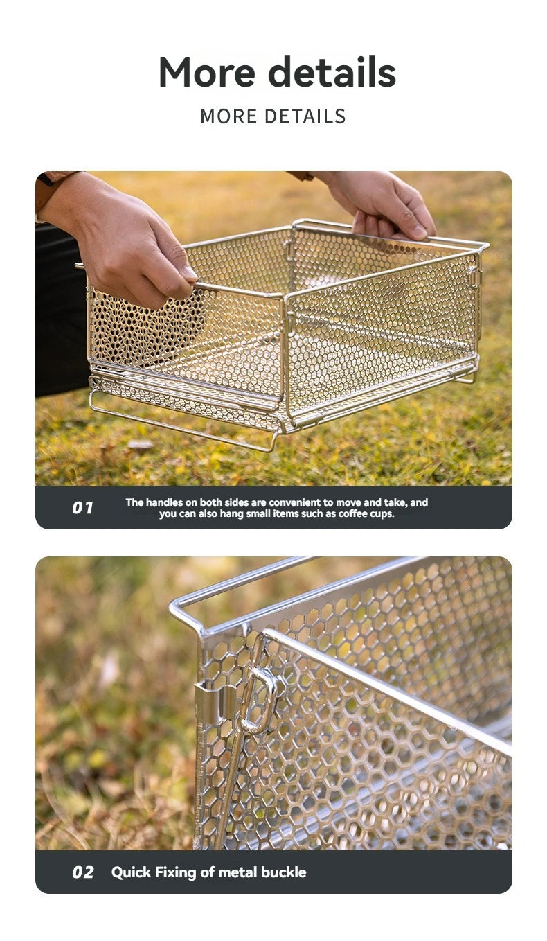 CAMPINGMOON CK-24SF Outdoor IGT Table Unit Combination Multi functional Water Filter Basket Stainless Steel Camping Storage Cage