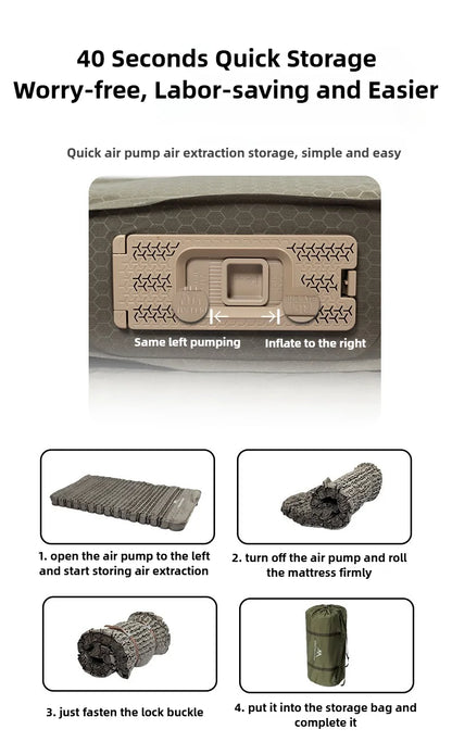 MOUNTAINHIKER 10cm Compact Folding Camping Sleeping Bed Pad Single Double Person Self-inflating Mattress Thick Air Mat Floor
