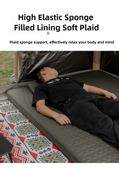 MOUNTAINHIKER 10cm Compact Folding Camping Sleeping Bed Pad Single Double Person Self-inflating Mattress Thick Air Mat Floor