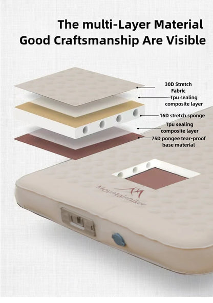 MOUNTAINHIKER 10cm Compact Folding Camping Sleeping Bed Pad Single Double Person Self-inflating Mattress Thick Air Mat Floor
