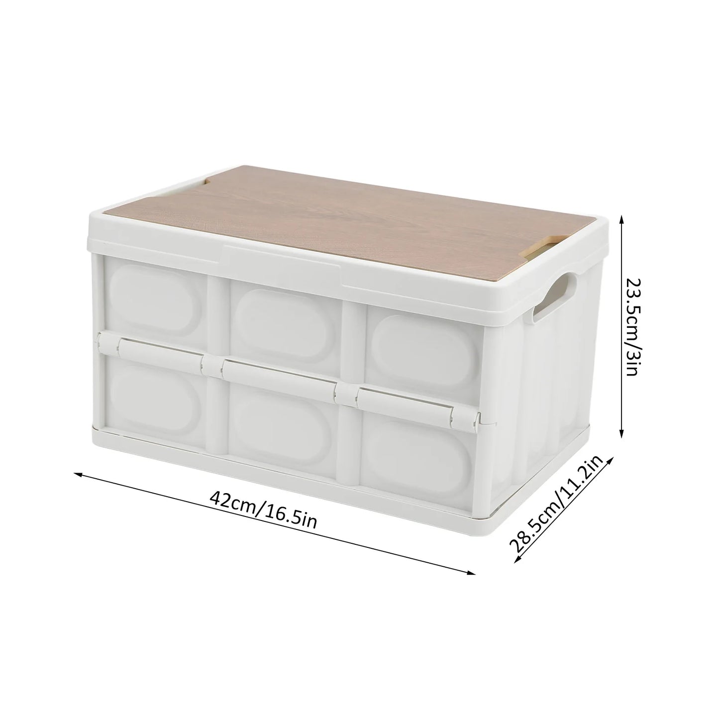 30L Outdoor Camping Picnic Folding Storage Box Multifunctional Thicken Removable Storage Box with Wooden Panel