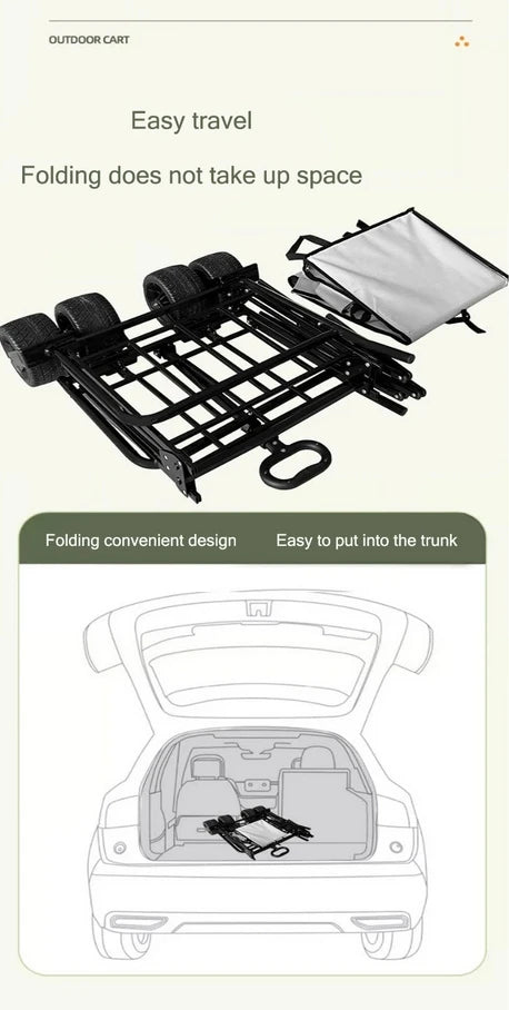 Folding Wagon folding sofa with brakes multiple use oxford cloth heavy duty camping cart multiple pockets
