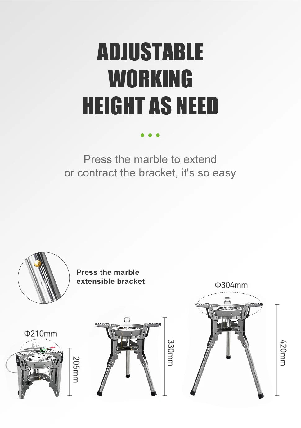 BRS-69 High Power 4360W Outdoor Gas Stove Adjustable Height Foldable Gas Burner Camping Picnic Windproof Stove Cooking Accessory