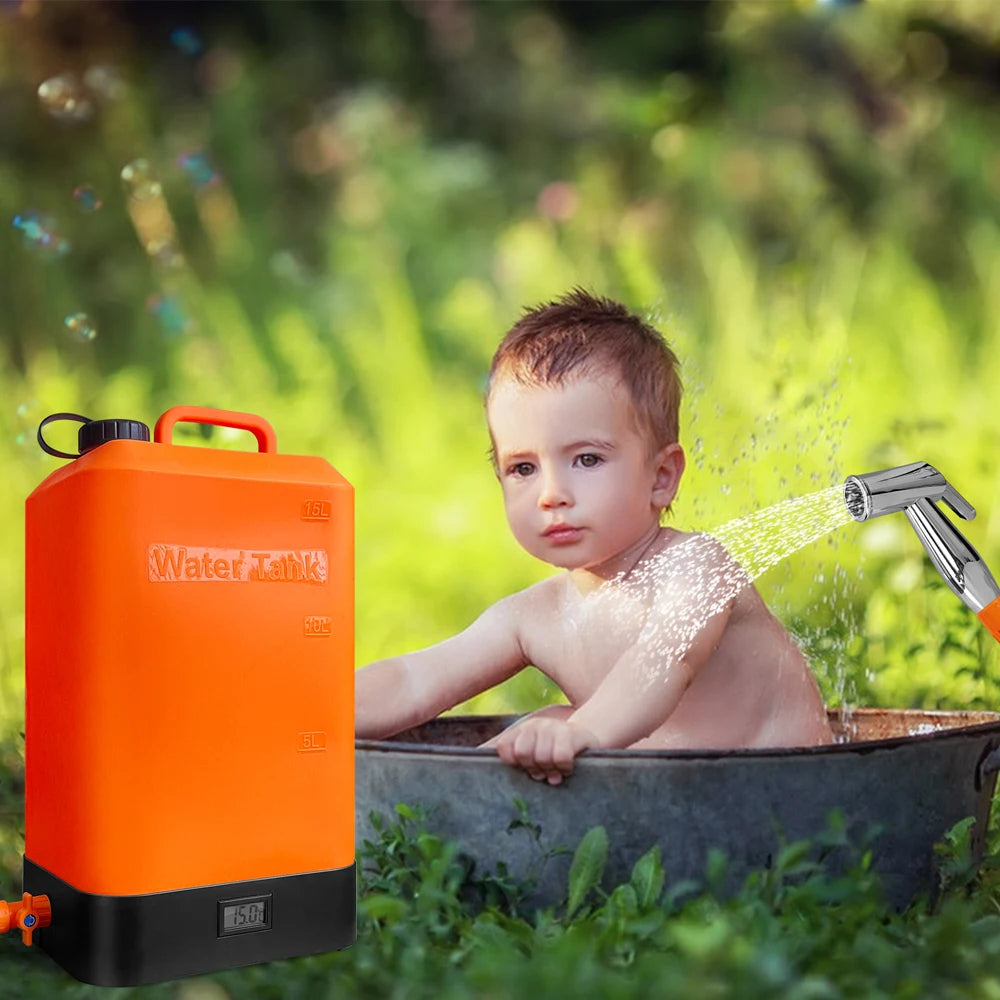 Portable Outdoor Camping Shower with 16L Silica Gel Water Bag Rechargeable Electric Pump For Hiking Climbing Swimming Bathing