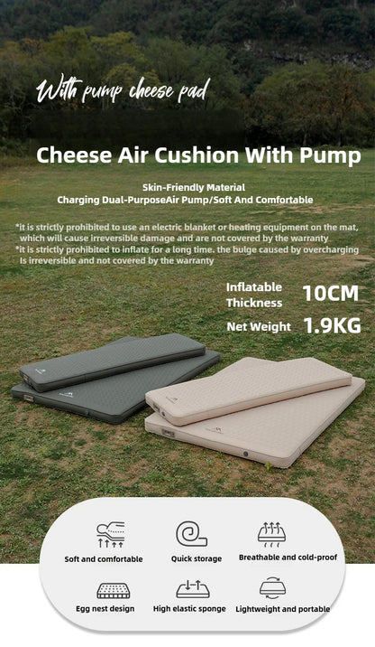 MOUNTAINHIKER 10cm Compact Folding Camping Sleeping Bed Pad Single Double Person Self-inflating Mattress Thick Air Mat Floor