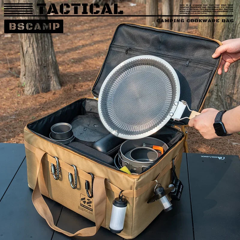 30-42L Camping Equipment Storage Bag Insulation Folding Storage Box Tableware Handbag Field Divider Tactical Camping Picnic Tool