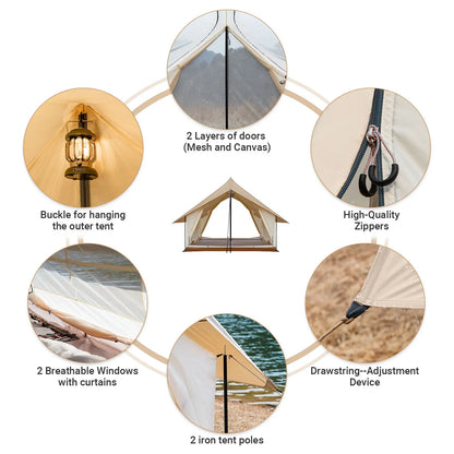 KingCamp Camping Tent, Canopy And Mesh Tent Function 2-in-1 Double Storey House Tent Glamping Tent With Huge Interior Space
