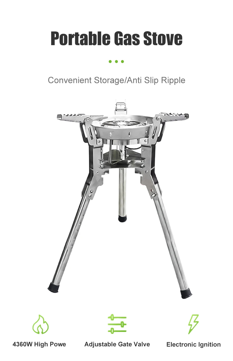BRS-69 High Power 4360W Outdoor Gas Stove Adjustable Height Foldable Gas Burner Camping Picnic Windproof Stove Cooking Accessory