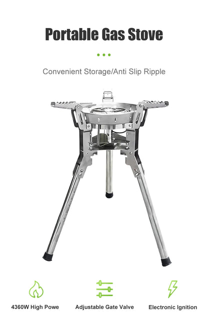 BRS-69 High Power 4360W Outdoor Gas Stove Adjustable Height Foldable Gas Burner Camping Picnic Windproof Stove Cooking Accessory
