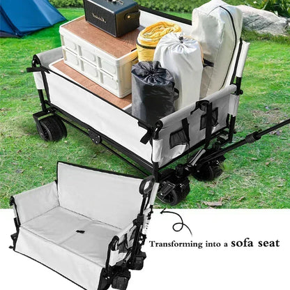 NEW Hot SalesFolding Wagon Folding Sofa With Brakes Multiple Use Oxford Cloth Heavy Duty Camping Cart Multiple Pockets